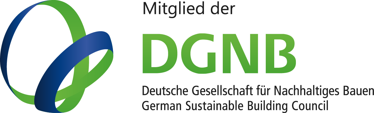 Schwarzes Logo der Deutschen Gesellschaft für Nachhaltiges Bauen (DGNB).